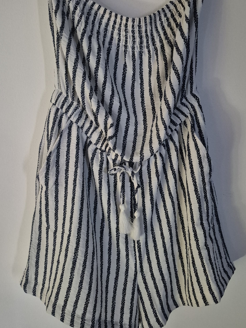 Derek Heart Navy and White Striped Sleeveless Romper